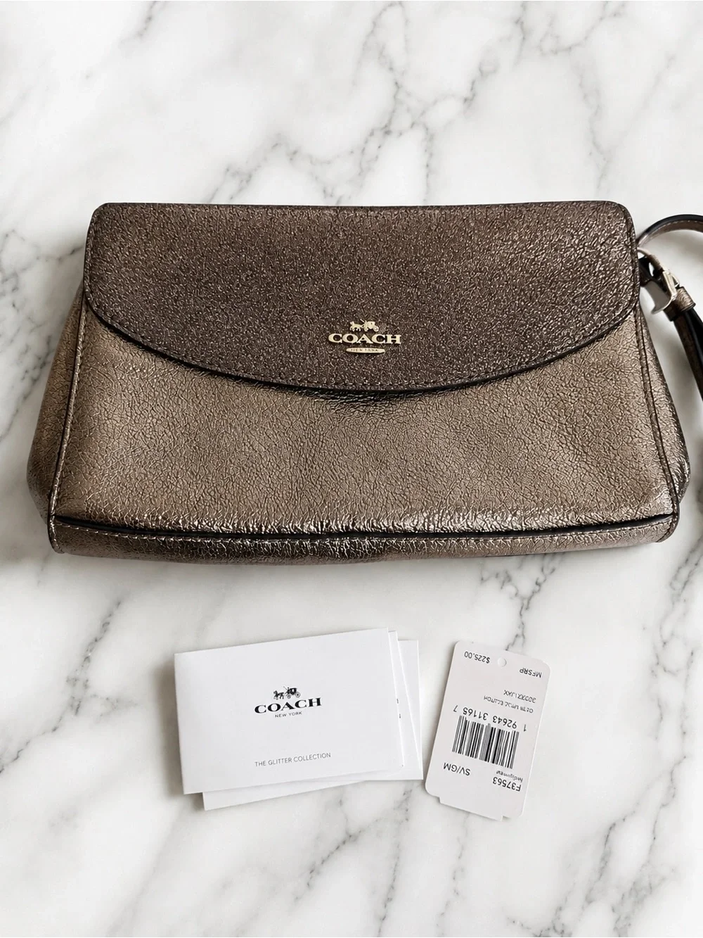 NWT Coach Glitter Metallic Clutch NWT